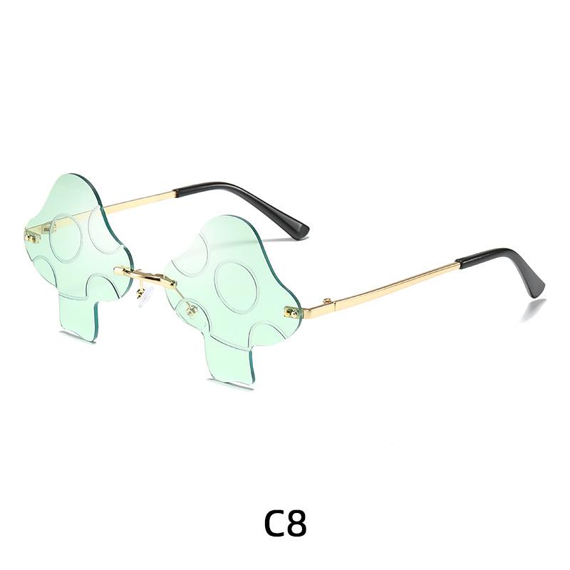 Novel Irregular Mushroom Shape Sunglasses Retro Trendy Fun Rimless Sun Glasses for Women Men Halloween Decorations Party Favor