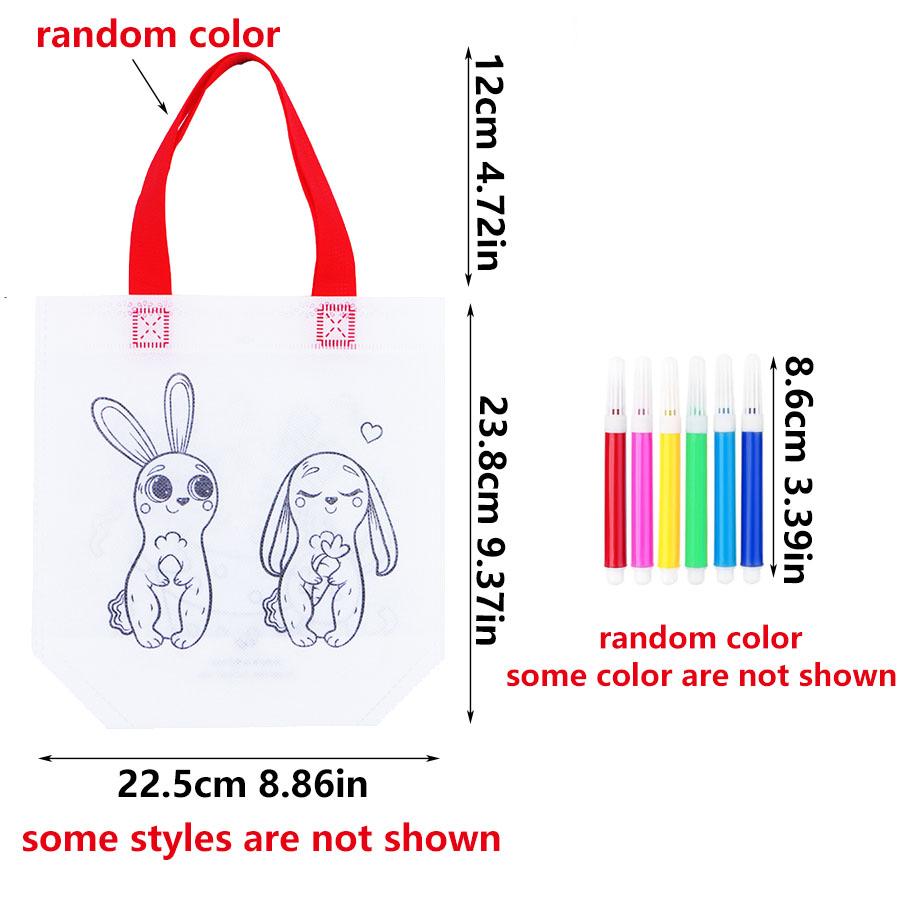 5/10 Stück DIY Doppelseitige Graffiti-Tasche mit Buntstift zum Ausmalen Vliesstofftaschen Bastelbedarf Zeichen-Geschenktasche JXB
