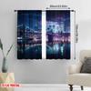 2pcs,2D plane printing Window Curtain City Nightscape Polyester Fabric (without rod) All Seasons Perfect for Living Room &