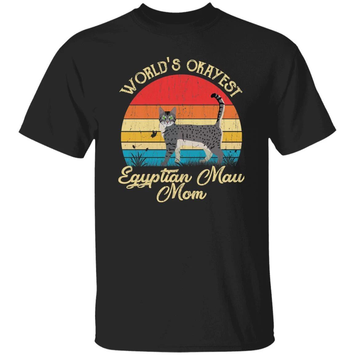 World s Okayest Egyptian mau mom Retro Style Unisex T-shirt Black Navy Dark Heat S