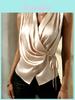 Satin Without Sleeves Blouse With Tie Closure For Elegant Office Wear