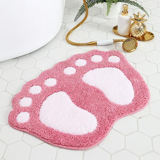 Yousheng Bathroom Floor Mat Quick Drying Anti-Slip Machine Washable Bath Rug Funny Foot Design Bedroom Entryway Door Mat