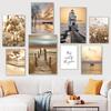 Meer Landschaft Wand Kunstdruck Brücke Holz Wand Poster Heu Leinwand Malerei Boot Nordic Wand Bild für Wohnzimmer Dekor Malerei