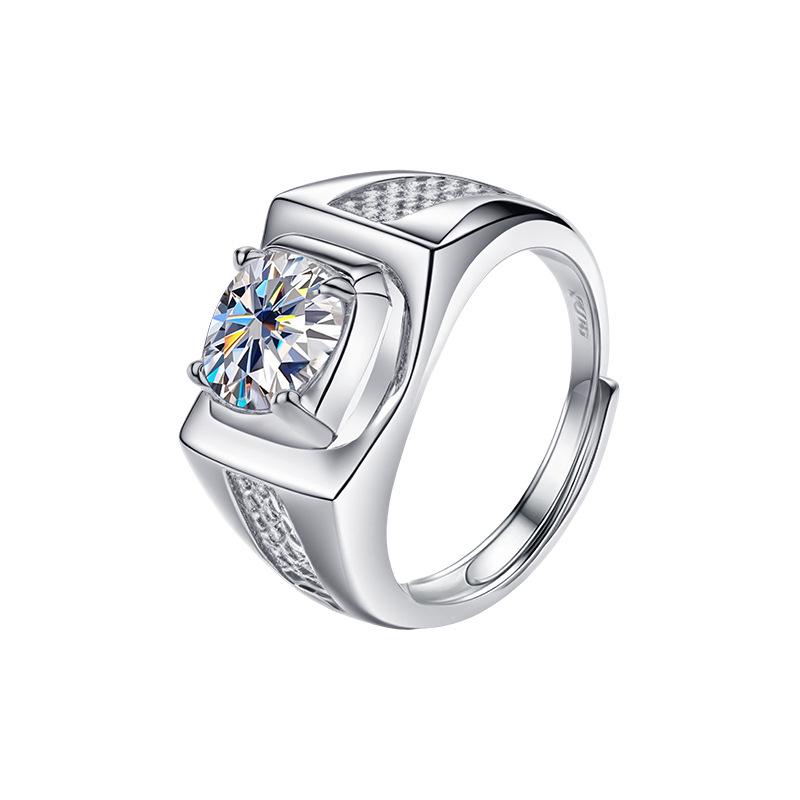 

Мужское регулируемое кольцо из стерлингового серебра с муассанитом в корейском стиле и модным дизайном с полным бриллиантом Adjustable Opening