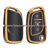 DS Car Compatible TPU Key Cover for Peugeot 4008/5008 - Soft Shell with Gold Edge Protection