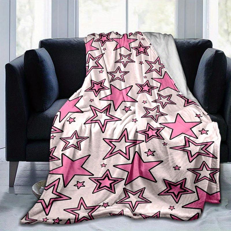 

1pc. Pink Star Patterned Blanket - Perfect for Home, Office, Outdoor Use, Gift Idea, Suitable for All Seasonsz041770 75x90cm