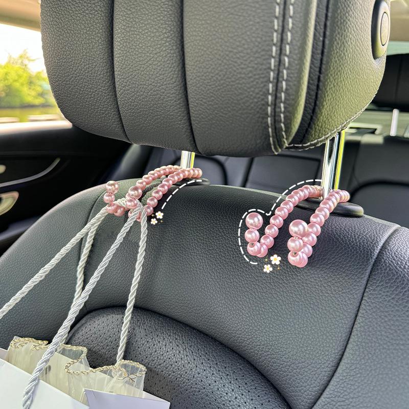 2pcs Car Rear Seat Hook Hanger Hanging Half Open Design Stainless Steel Headrest Bag Hangers Durable Auto Backseat Storage Hooks