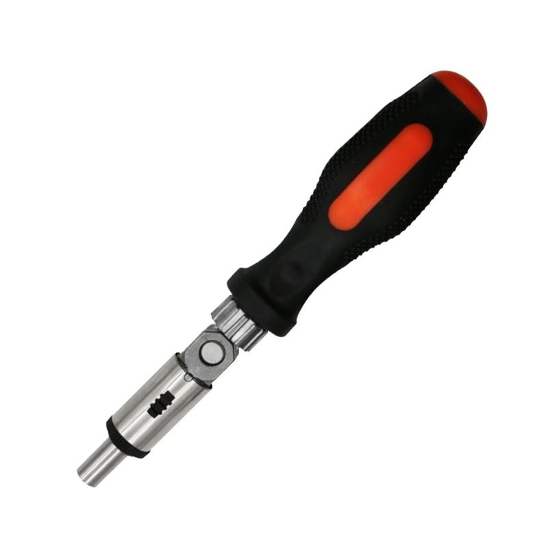 Ratchet Screwdriver 1/4inch Inside Hexagon Screwdriver 0-180 Degree Adjustable Ratchet Bit Holder Screwdriver