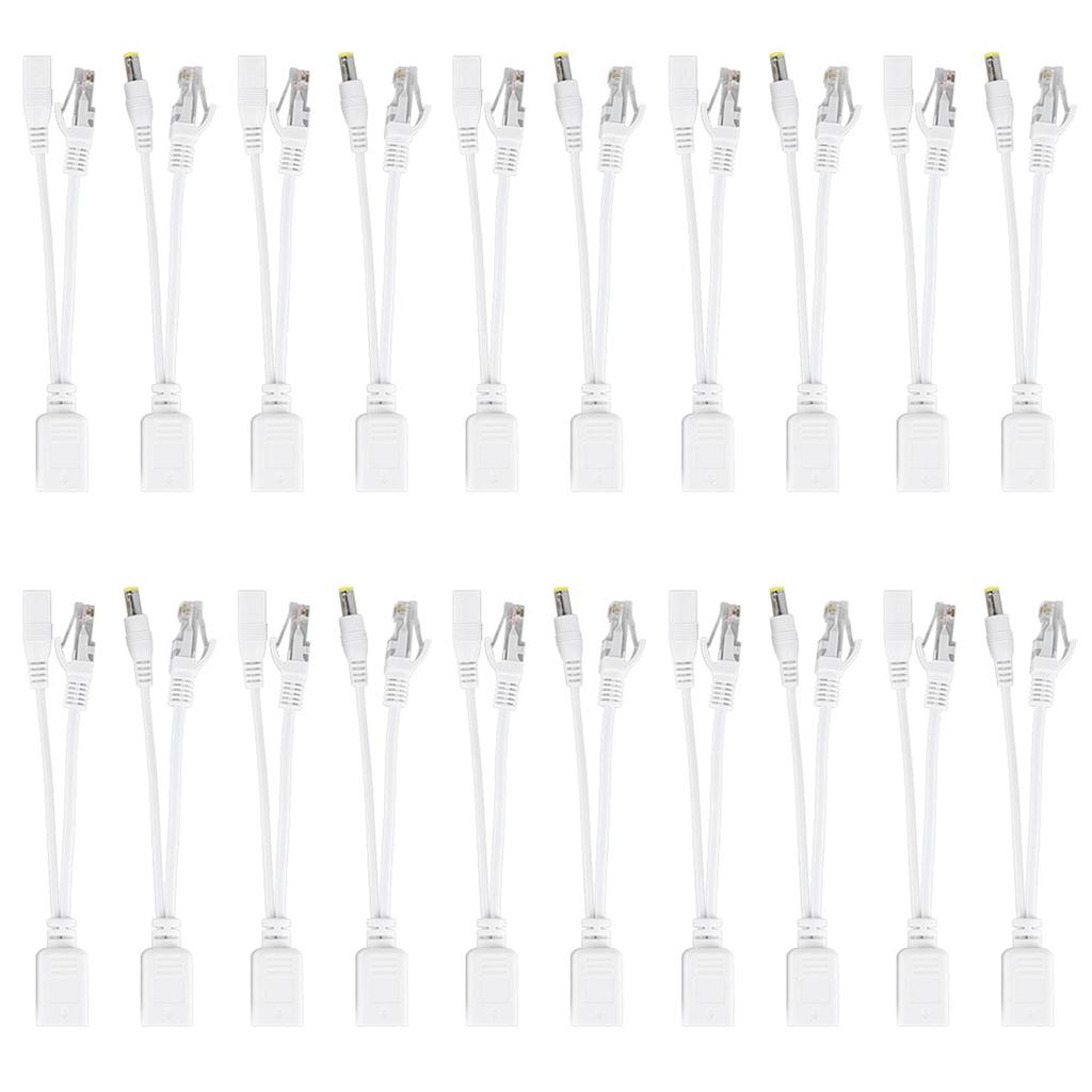 10 Pair IP Camera POE RJ45 Cable Power Over Ethernet Adapter Injector Splitter DC 12 V