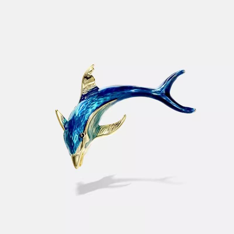Chinese-style Dolphin Brooch, High-end Women's Exquisite Enamel Brooch, Design Sense, Niche Brooch