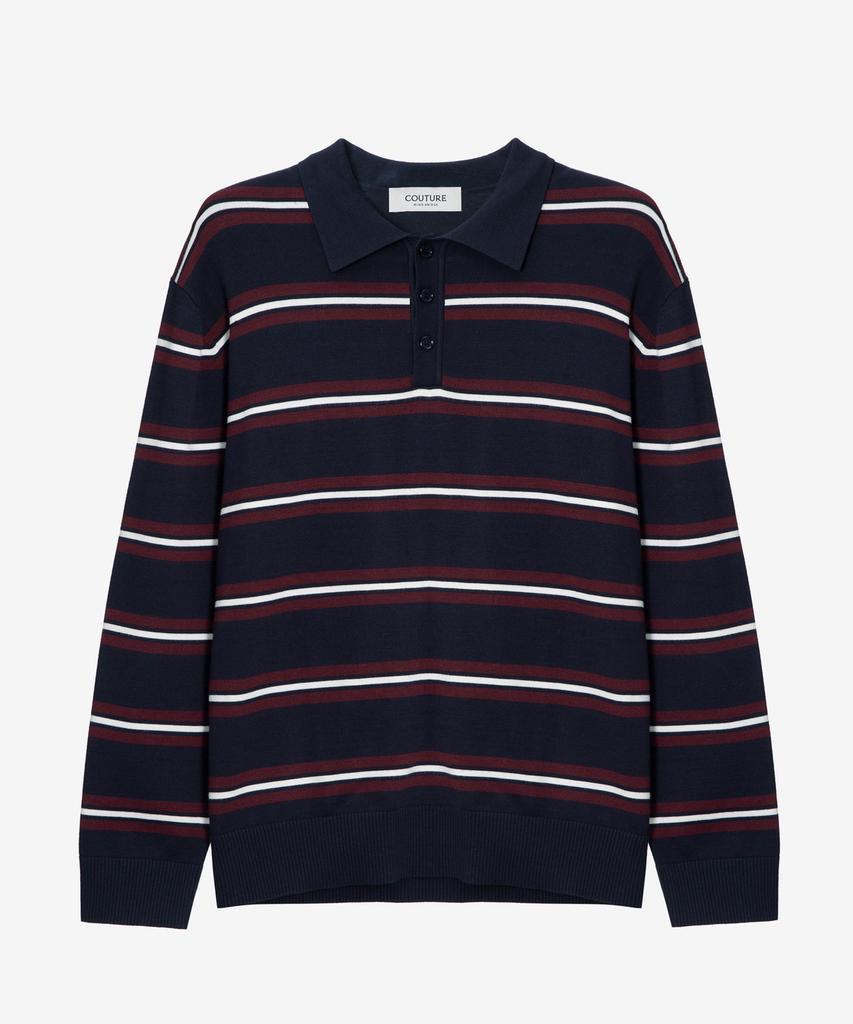 MINDBRIDGE [Couture] Multi-Stripe Collar Semi-Oversized Knit - 2 Colors