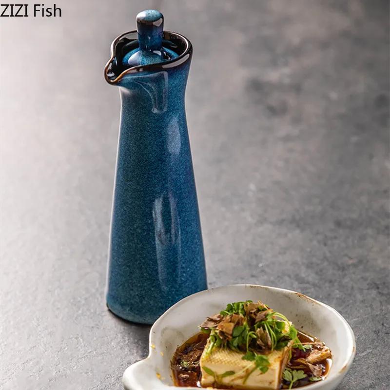 Sticlă Ceramică pentru Condimente în Stil Japonez, Recipient pentru Ulei, Recipient pentru Sos de Soia, Recipient pentru Oțet, Sticlă pentru Condimente de Bucătărie Casnică, Recipient pentru Sos de Soia pentru Sushi