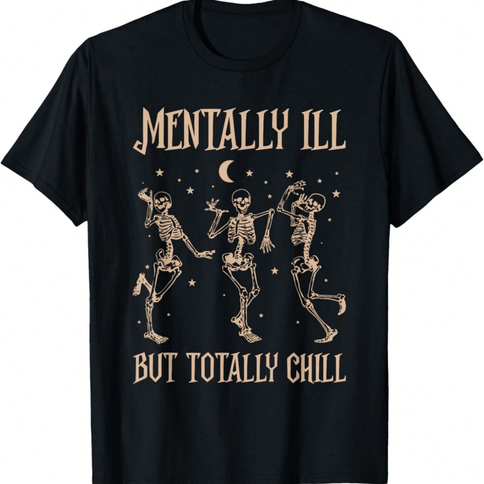 tally Ill But Totally Chill Leopard Messy Bun Skeleton T-Shirt S разноцветный