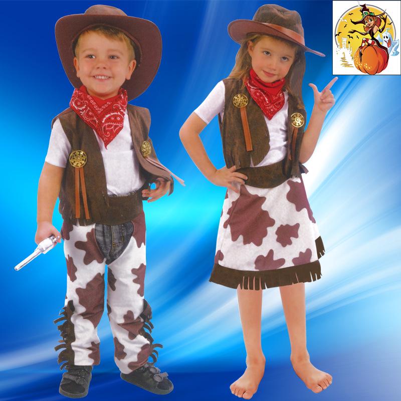 Men's and Women's Western Cowboy Halloween Costume for Adult Stage and Masquerade Events