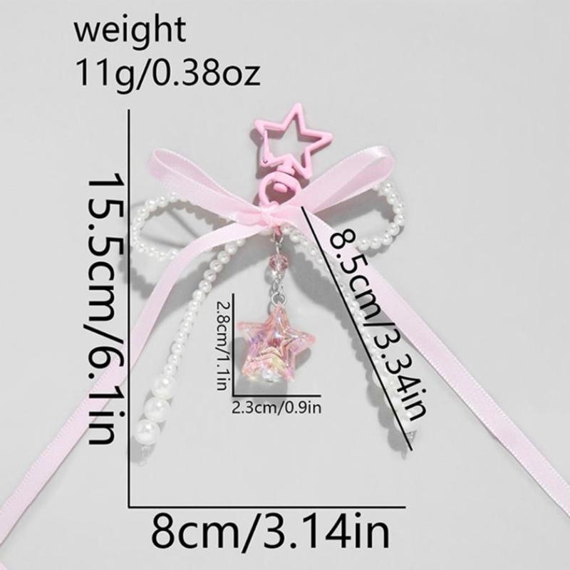 Star Keychain Aesthetic Keyrings Lovely Bows Keyholders Car Key Rings Creative Bag Charm for Bag Decoration