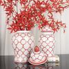 Ceramic Checkmate Jar Red Gingerbread Jar Flower Vase Porcelain Ornament Chinese Handicraft Home Decoration Accessories