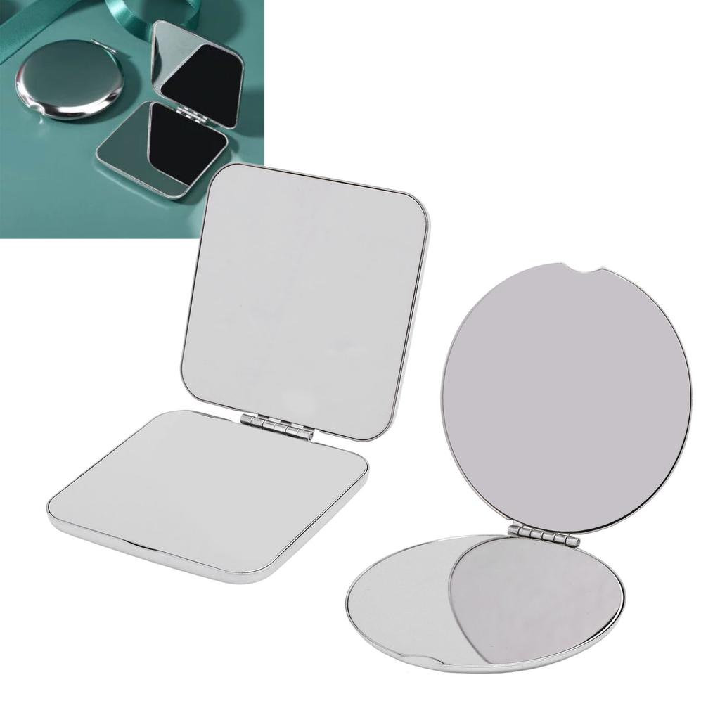 Pocket Mirror Portable Stainless Steel Compact Mirror Metal Handheld Drop Resistant Double Sided Mir