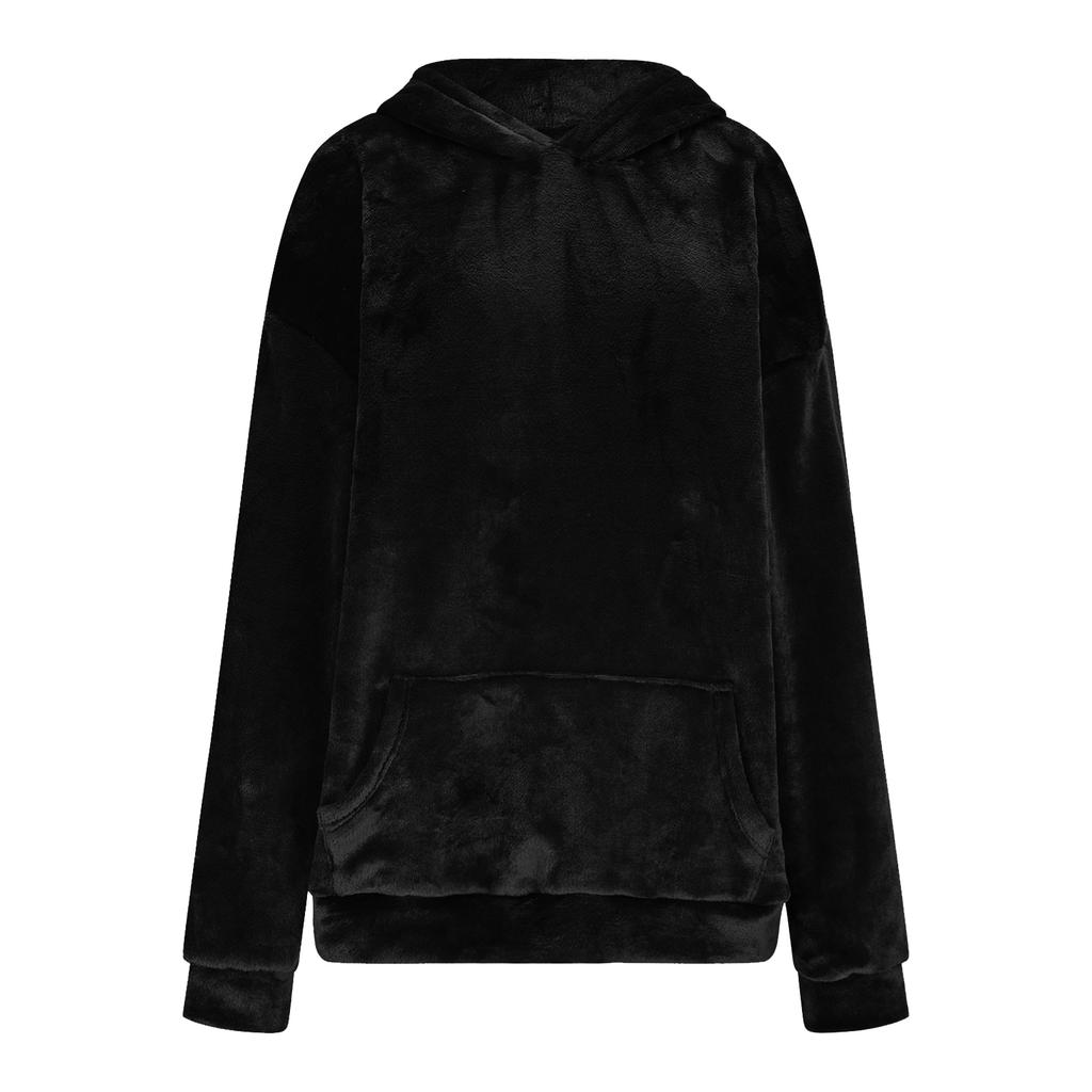 Women's Comfortable Furry Hooded Long Sleeve Sweatshirt With Eye Mask