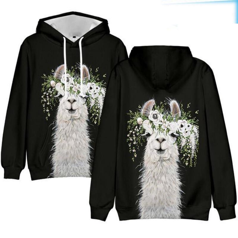 3D Eternal Love Heren Hoodie Losse Casual Lange Mouw Modieus 3D Dierenprint XXL