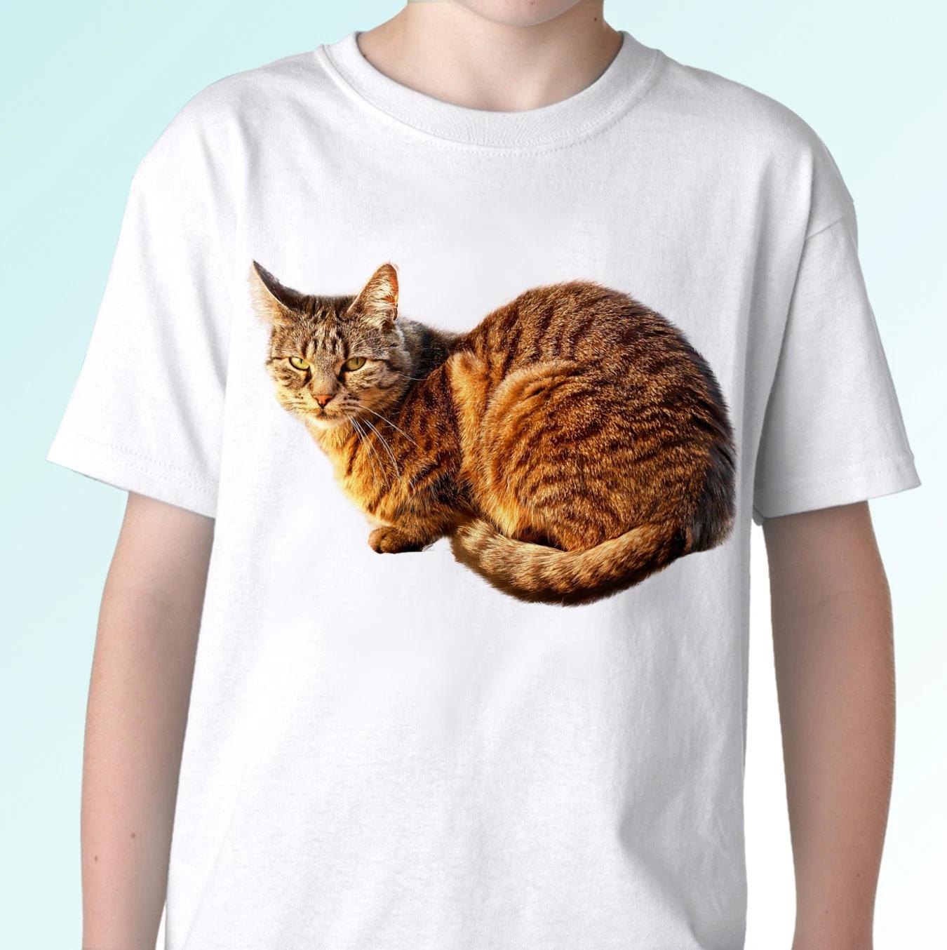 Cat white kids boys T-Shirt animal pussy tee kitty top design s s kids baby sizes 160