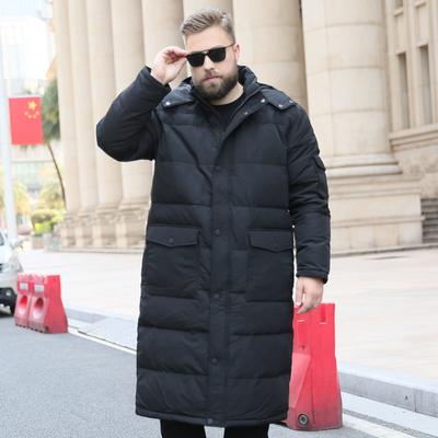 New Men's Fat Plus Plus Plus Big Size Stand Neck Coat Winter Down Coat Lengthened Over Knee Down Coat for Warmth
