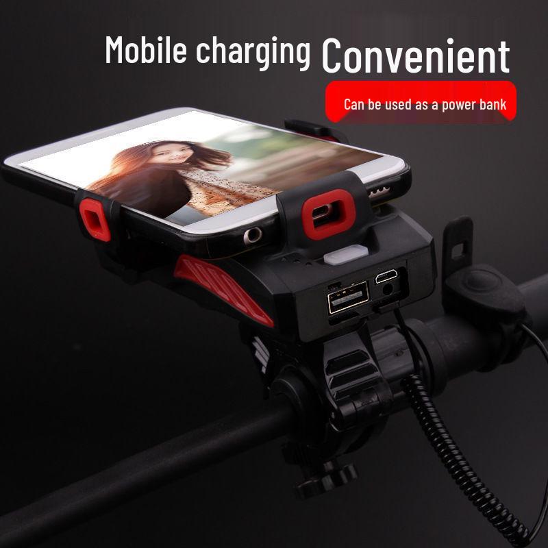 4-in-1 Bicycle Light: Headlight, Phone Holder, Horn & Power Bank for Night Riding