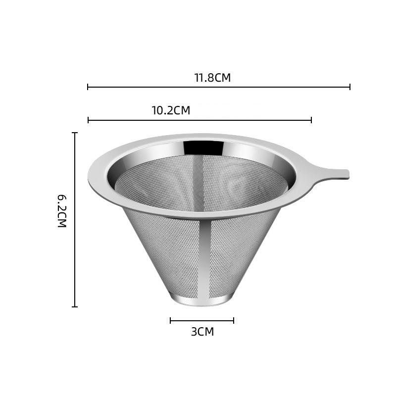 Double Layer Stainless Steel Reusable Coffee Filter Holder - Coffee Tea Strainer Essential Coffee Making Accessory