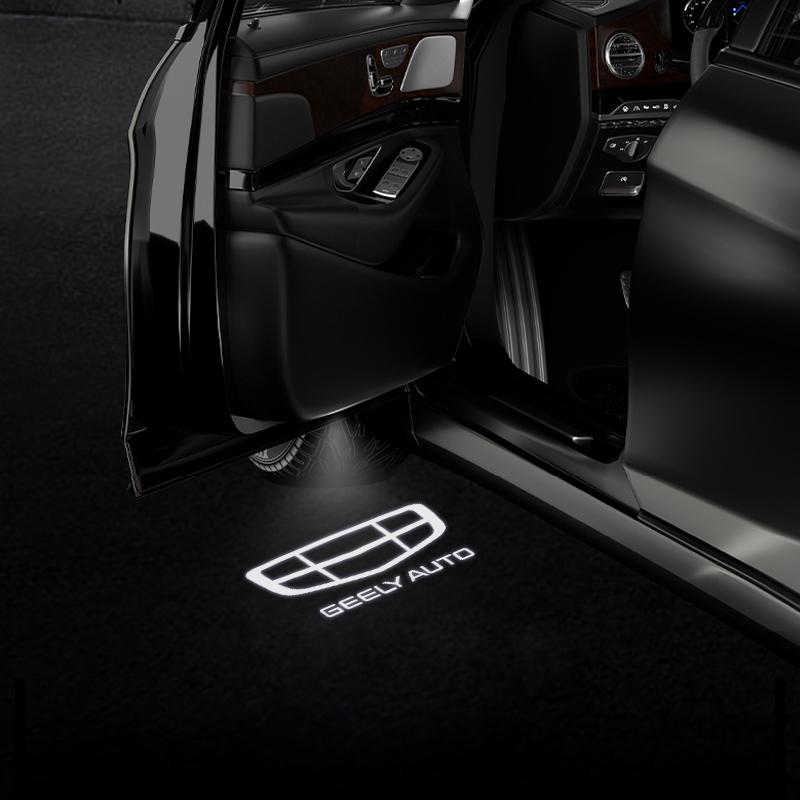 For Geely Auto EC7 GC9 EC8 Tugella Azkarra Monjaro Atlas Pro Coolray Logo Car HD Door Welcome Light Led Projector Lamp 1/2PCS