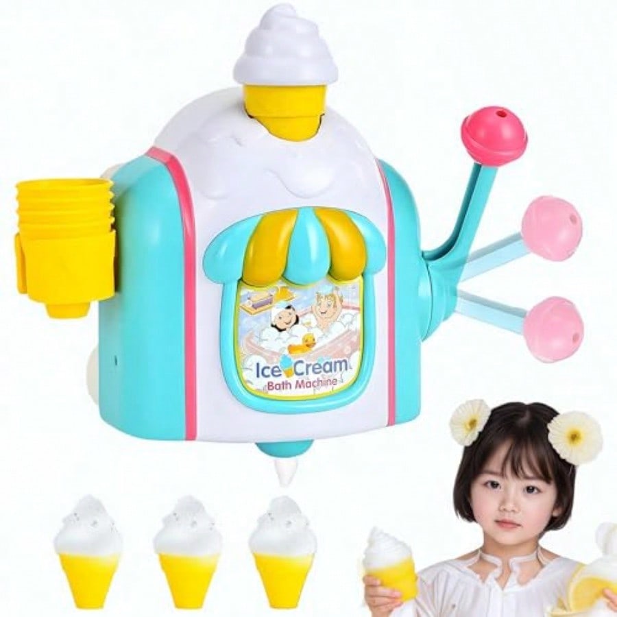 Bath Bubble MachineBath Toys For Toddlers 34 Years Ice Cream Foam Maker Bath Toys For Ages 48 Bubble Pretend Cake Play Set Water Bathtub Ice Cream Toy