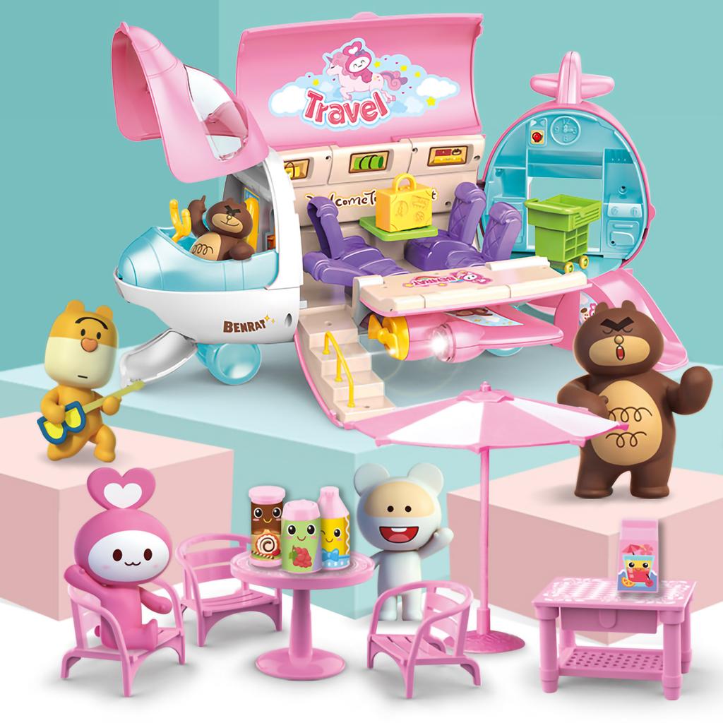 Mini Airliner Model Kitchen Toy Set Cartoon Cute Kitchen Accessories Toy Set for Girls Toddlers