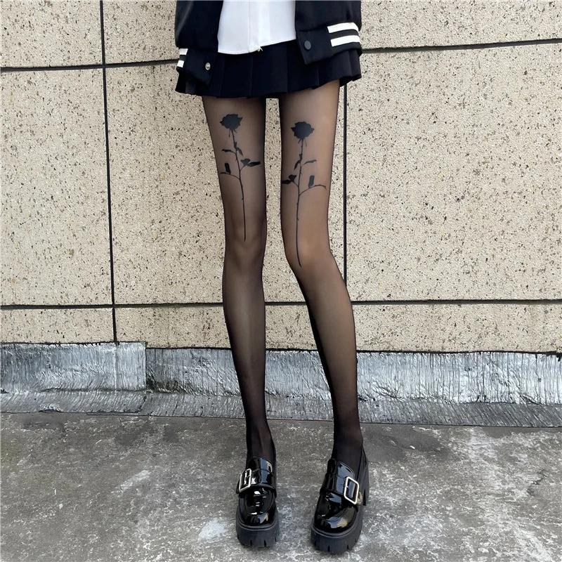 New Rose Flower Pantyhose Women Feel Ultra-Thin Velvet Arbitrary Cut Pantyhose Anti-Hook Silk Pantyhose Women