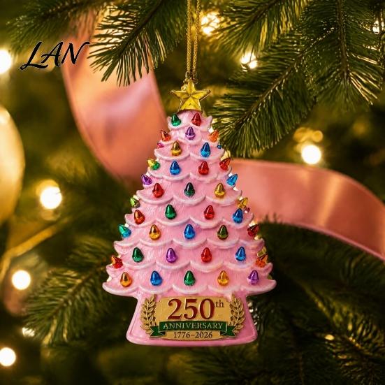 Hanging Pendant for Tree 250 Anniversary USA Christmas Ornament, 1776-2026 2D Acrylic Window Years America Decoration Patriotic Home Decor Ornaments