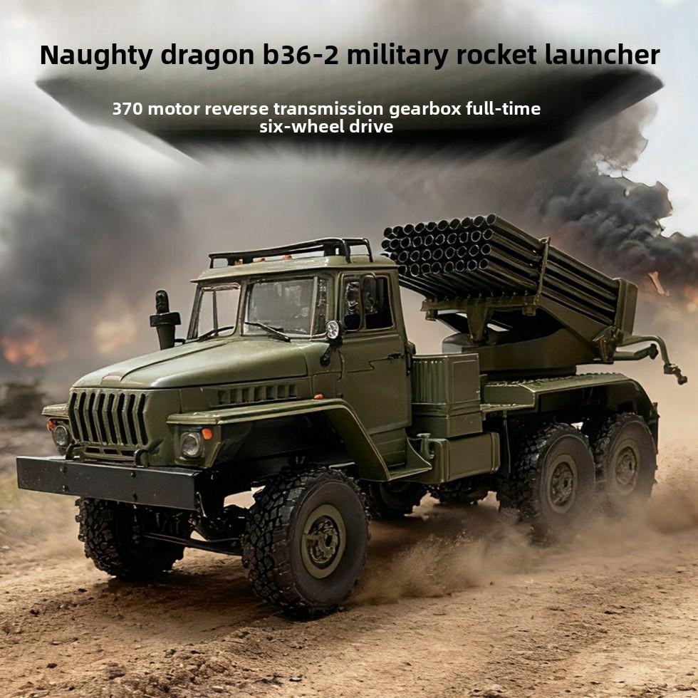 Wpl B36-2 Climbing Remote Control Car Six Wheel Drive Rocket Launcher Rc Adult Children Model Off Road Toy Car Gift