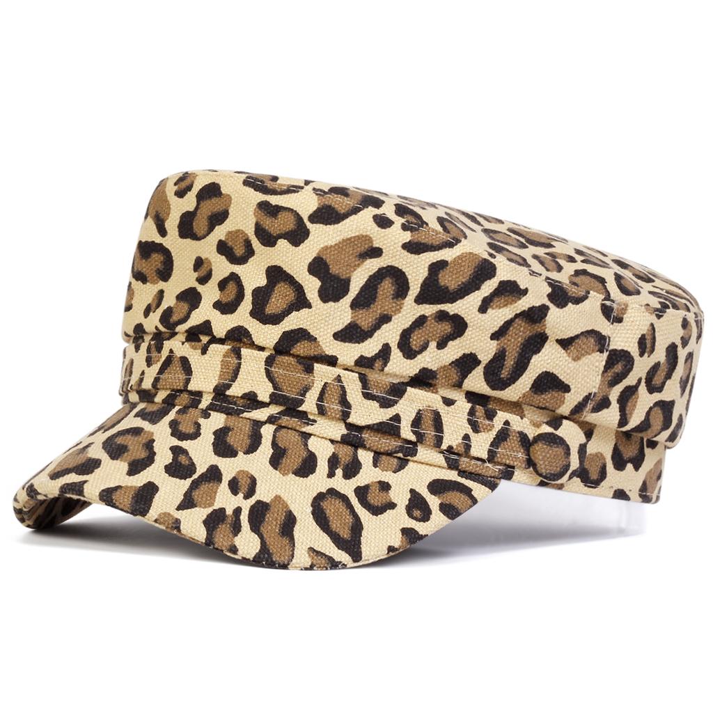 Chapéu Marinho Estampa de Leopardo Moda de Rua Boina de Copa Reta Chapéu Masculino e Feminino Chapéus Personalizados Bonés Casuais