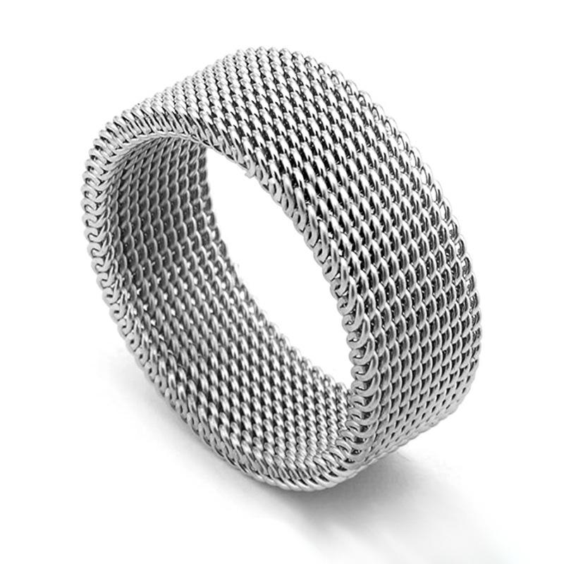 Fashion New Mens Modern Stainless Steel Mesh Band Ring 4mm 8mm Wide For Men Women Retro Jewelry Gift