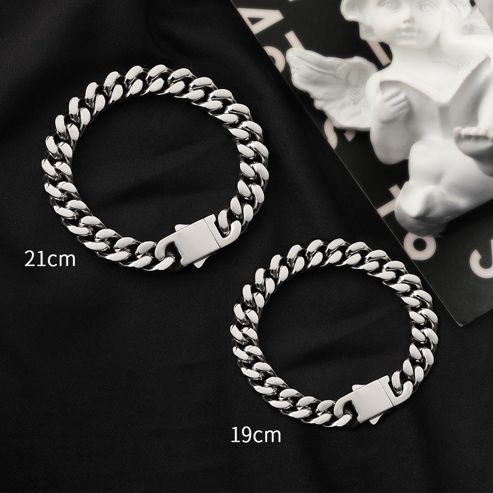 Men's Stainless Steel Cuban Chain Hip-Hop Bracelet & National Tide Titanium Necklace, Customizable with Laser Logo