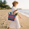 Bohemian Stil PVC Gemüsekorb Tasche Urlaubsstil Plastik Handtasche Strandtasche Sommer