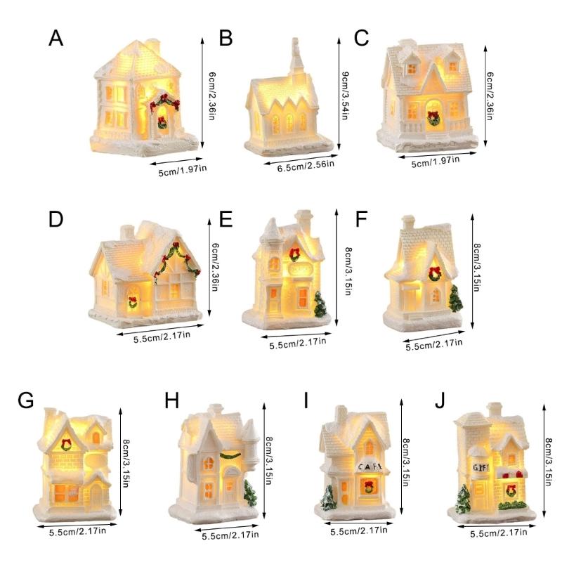 Miniature Glowing Christmas Cottages Houses Handcrafted Resin Decoration Ideal For Desktop Ornament