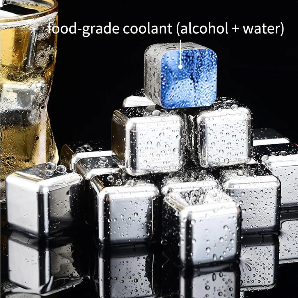 304 Whiskysteiner i rustfritt stål, gjenbrukbare drikkekjølersteiner med tang og beholder, vodka, vin, øl, barkjølerverktøy