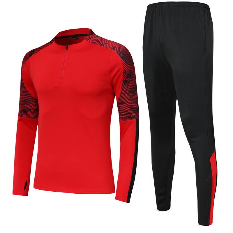 Unisex Half-Zip Long-Sleeve Football Training Set with Pants