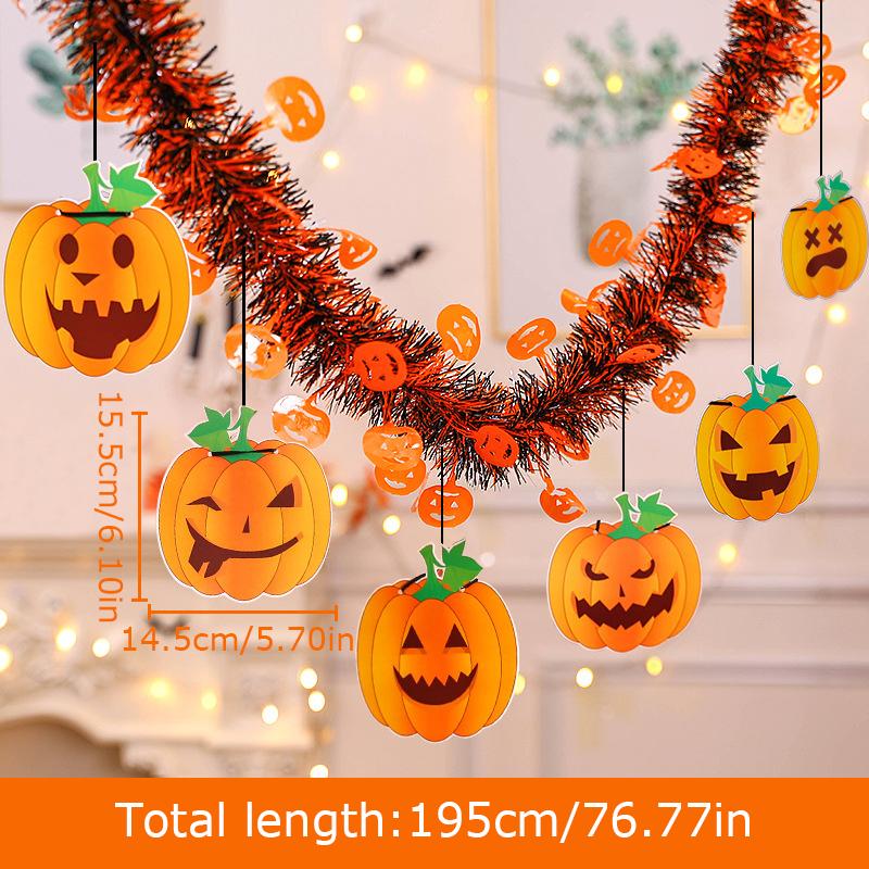 Halloween Ball Pendant DIY Plastic Atmosphere Decor Artificial Pumpkin Ornaments Cartoon Pattern Background Decoration 2 Styles