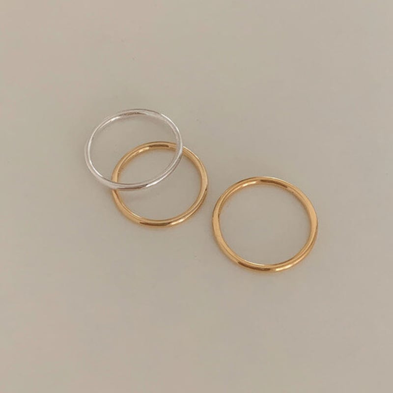 review [1+1] silver basic slim ring (2color)