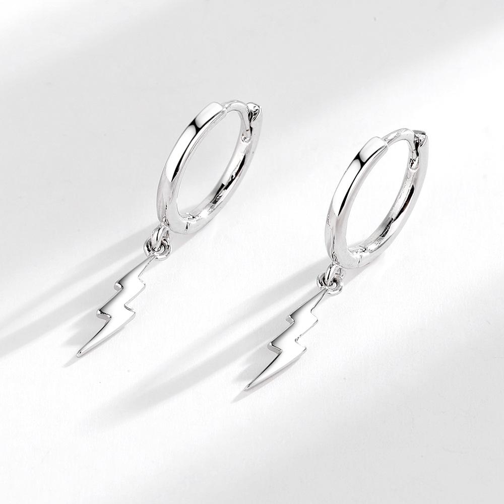 S925 Silver Diamond Stud Earrings For Women Sweet Cute Little Lightning Bolt Personality Creative Fashion Jewelry