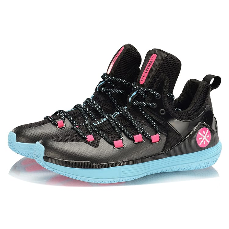 Li Ning 6th Person 2019 Basketball Shoes Men's Low Top Black/Blue/Pink ABAP017-5