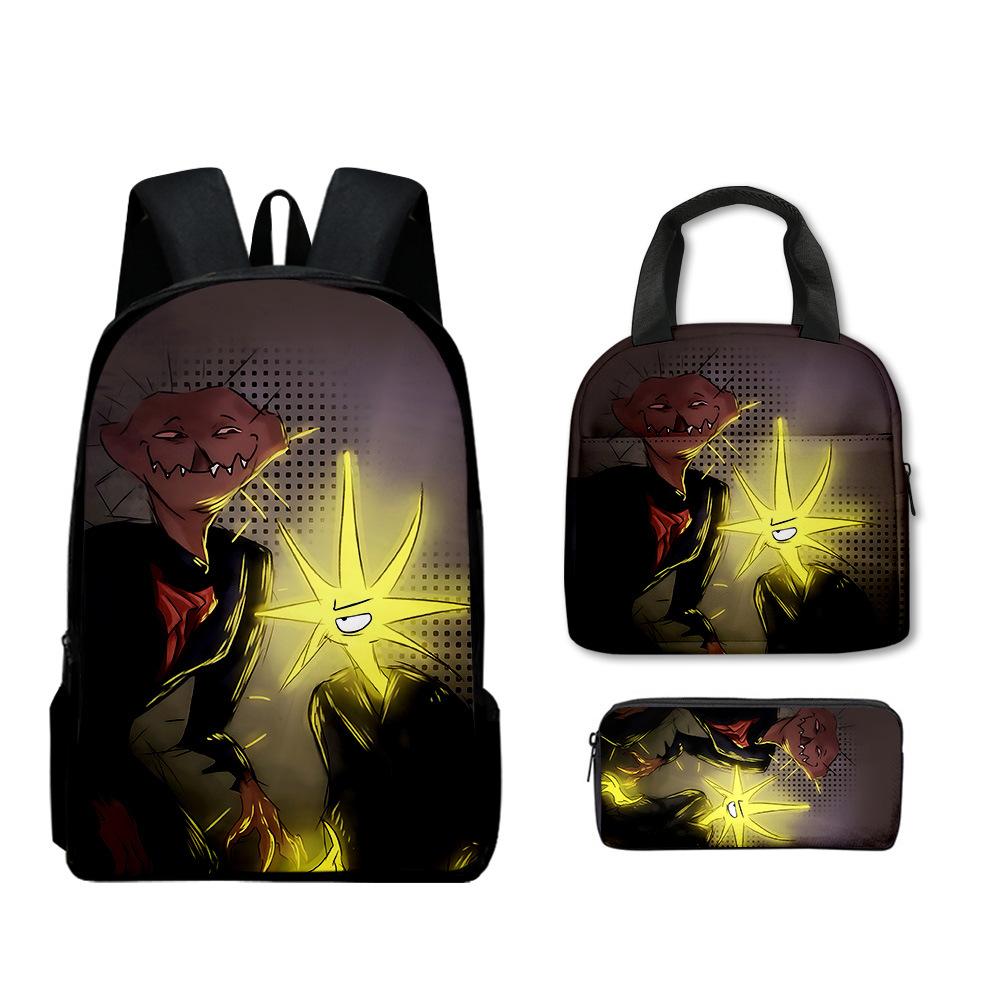 Trendy Popular Funny Novelty The Boiled One 3D Print 3pcs/Set Student School Bags Laptop Daypack Backpack Lunch bag Pencil Case
