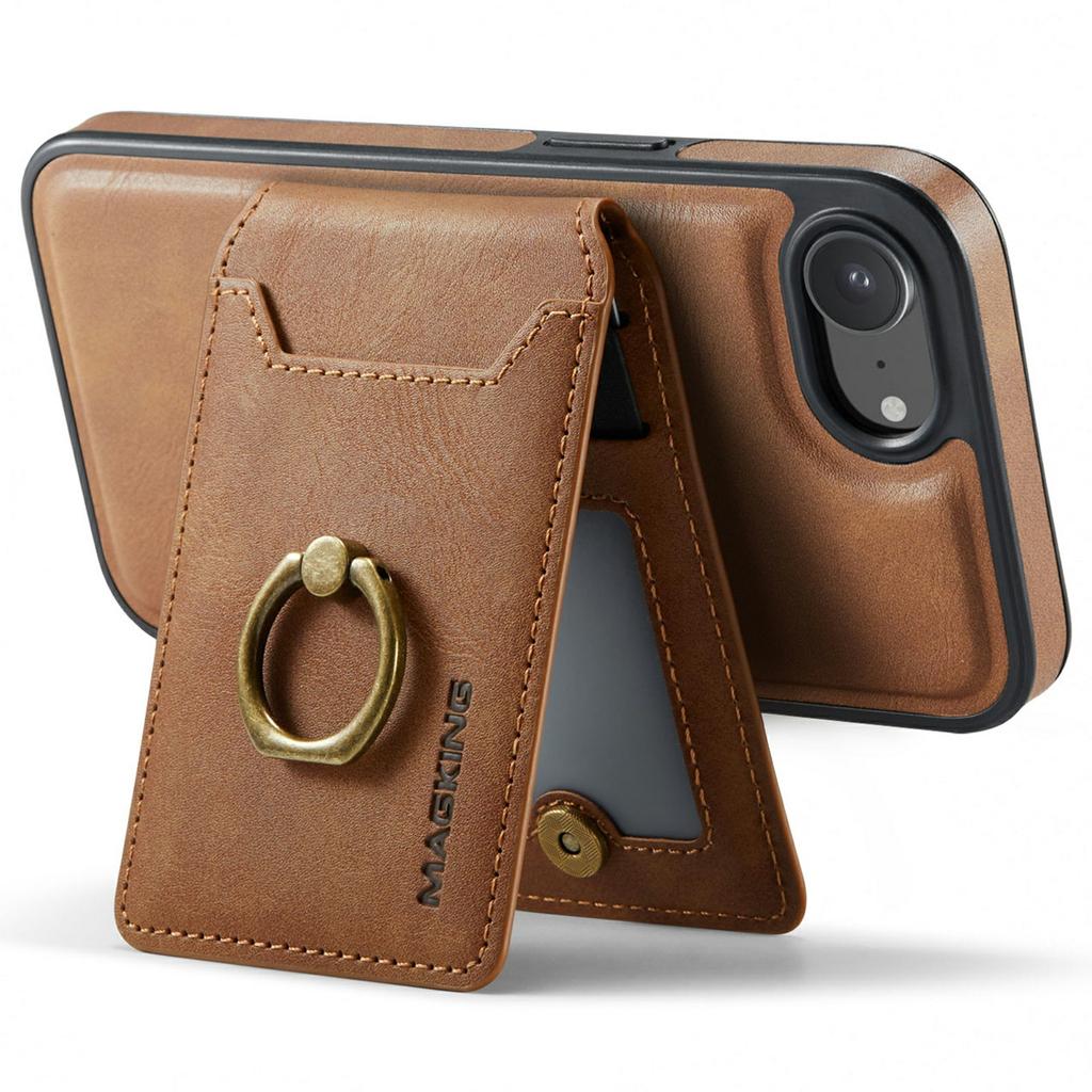 MAGKING K1 Series For iPhone 16e Magnetic Case PC+TPU+PU Phone Cover with Card Holder