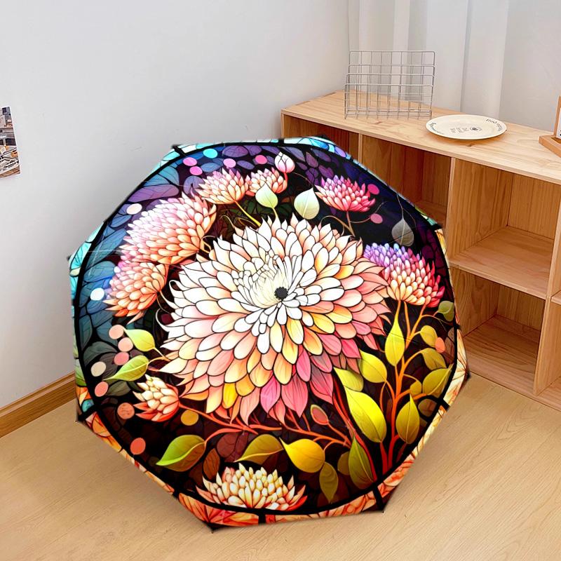 Butterflies Flowers Automatic Umbrella - Suitable Travel Outdoor Portable Umbrella Birthday Gift Daily Essentials