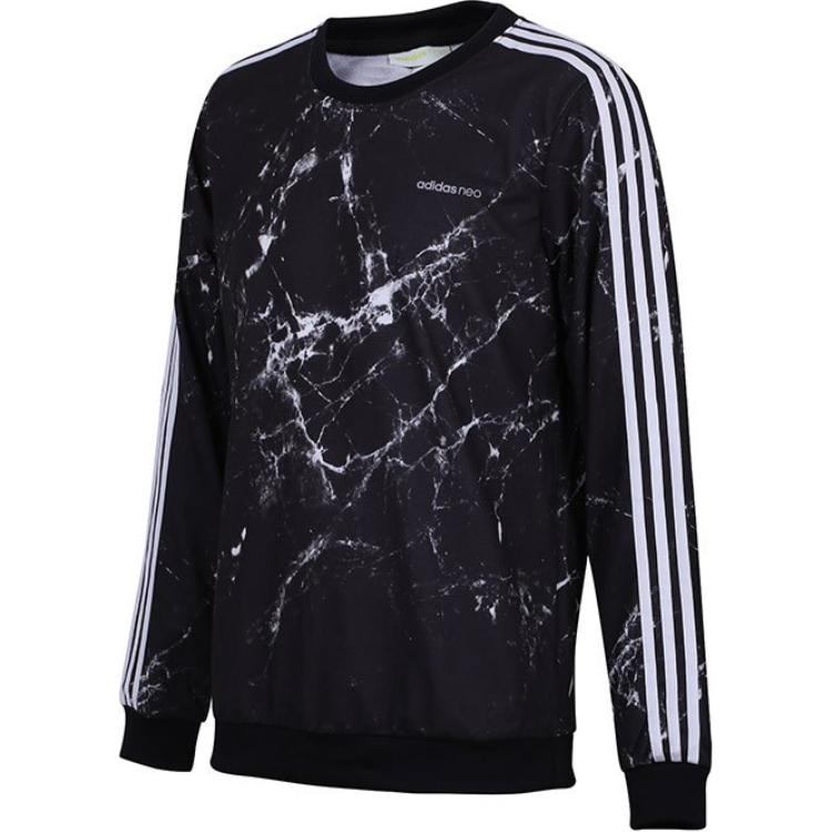 adidas Sports Casual Crew Neck Pullover Long Sleeve Sweatshirt Men Sweatshirt Black BQ6809