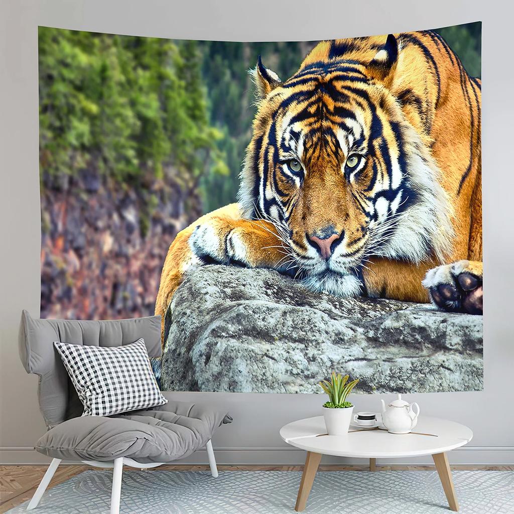 Tiger Tapestry Ferocious Predator Tapestry Wild Animals Tapestry Creativity Art Tapestries Home Living Room Bedroom Dorm Decor