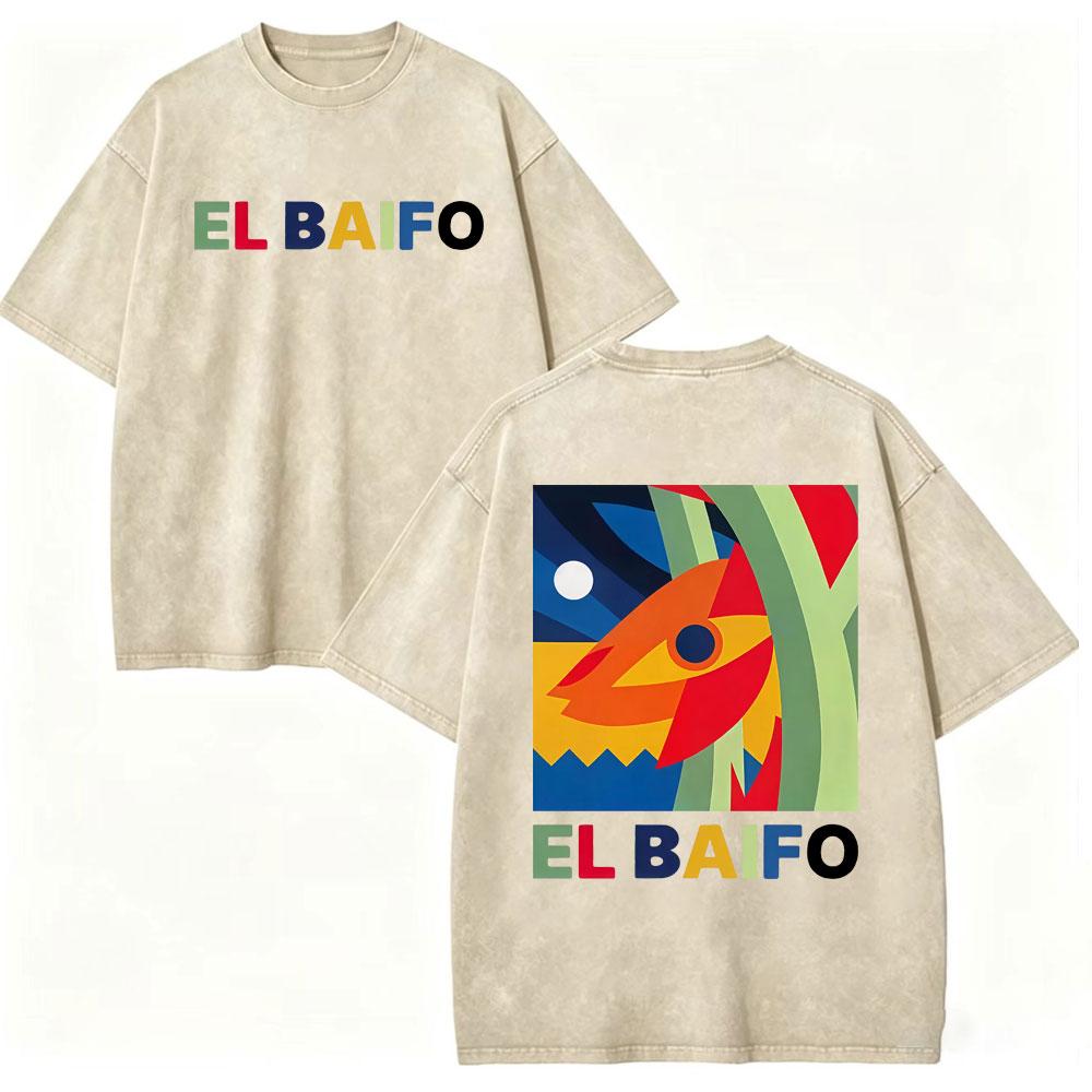 Vintage Washed Quevedo 2026 New Album El Baifo Tshirt High Street Fashion Trend Tshirts Men Women Casual Loose Cotton T Shirt